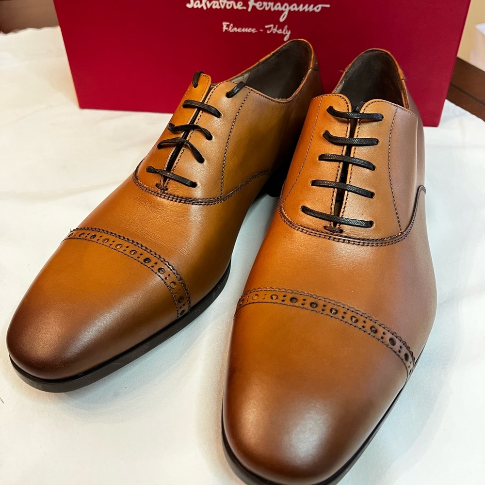 Salvatore Ferragamo men shoes Boston brown leather 8.5